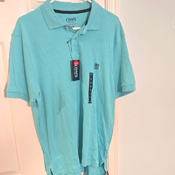 Chaps Blue Polo Shirt with Classic Design and Textured Fabric - Picture 1 of 6